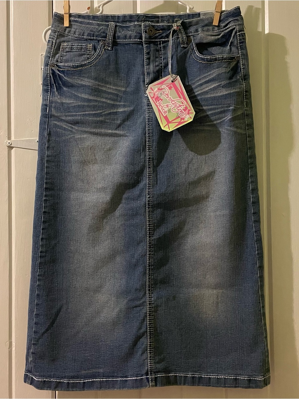 Revolution by Revolt Y2K midi Jean skirt-junior size 16 NWT - Picture 4 of 9